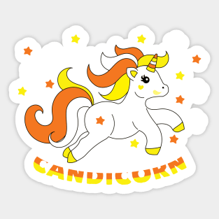 Candicorn Cute Unicorn Halloween Candy Corn Funny Pun Sticker